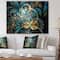 Designart - Symmetrical Blue Gold Fractal Flower - Abstract Print On Canvas